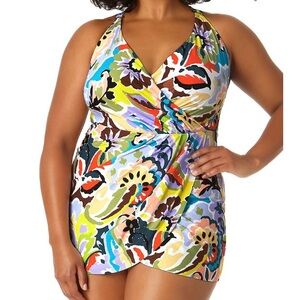 Anne Cole Kashmir Paisley surplice swim dress